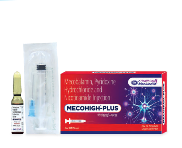 Mecohigh- Plus Injection Mecobalamin 1500mcg, Pyridoxine 100mg & Nicotinamide 100mg Used In: Mecobalamin Supplementation with Vitamin B6 & B3 